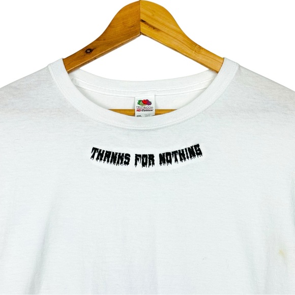 Thanks For Nothing Funny Graphic Boxy Crop Upcycled Distressed Short Sleeve Tee - Picture 3 of 10